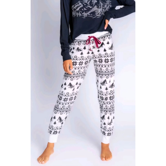 Women's PJ Salvage Pajama Pants, Size Small White and Black - Picture 1 of 4